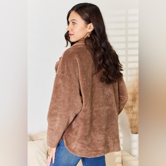 Culture Code Double Breasted Fuzzy Coat - Picture 3 of 5